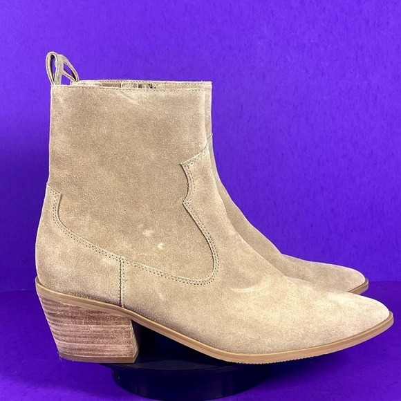 LIsa Vicky Women's Tan Camel Suede Steady Western/Cowboy Bootie Shoe Size 11-NEW - Picture 1 of 10
